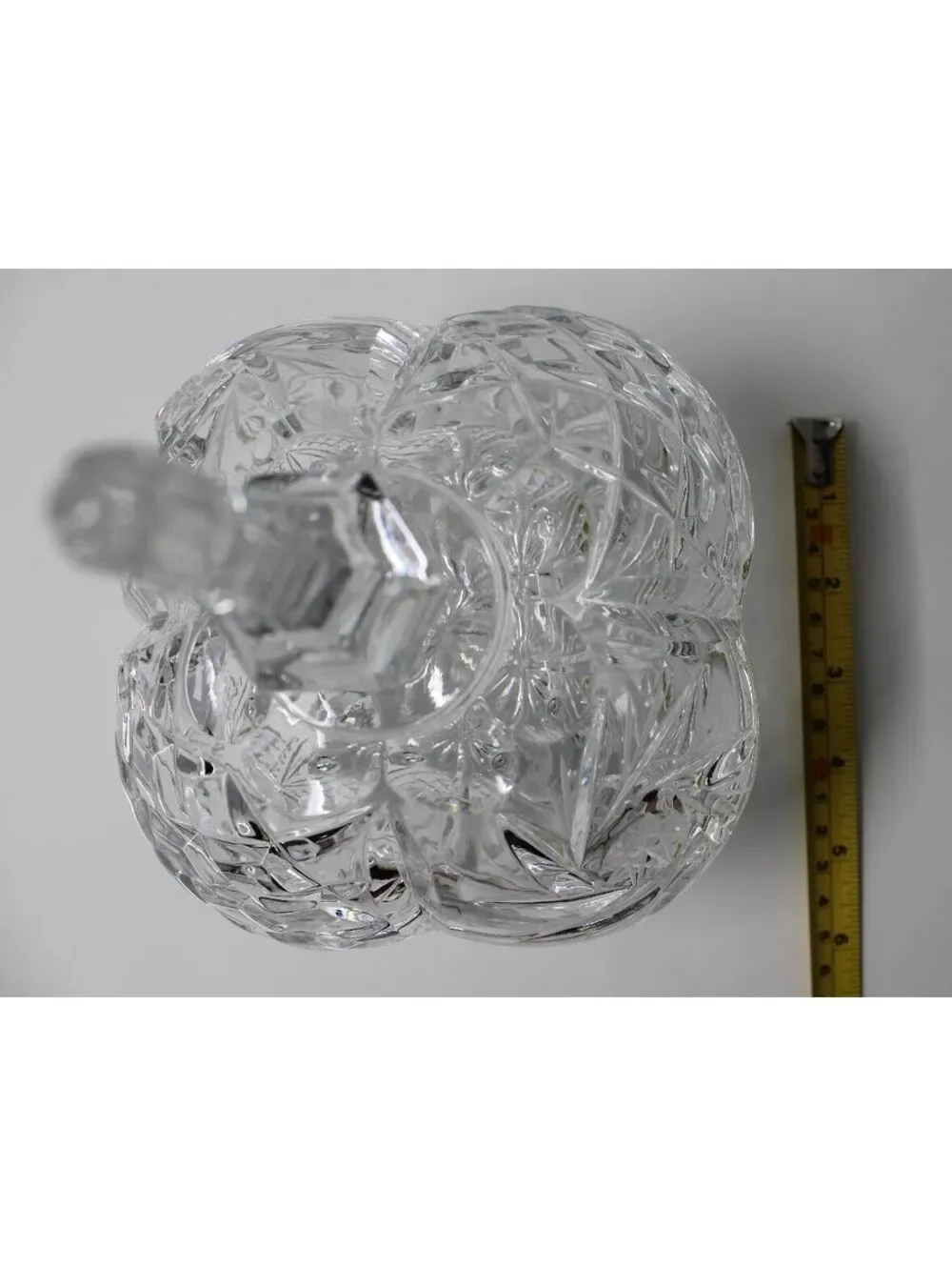 Vintage Cut Crystal Covered Candy Dish Footed Pedestal Bowl with Finial Lid